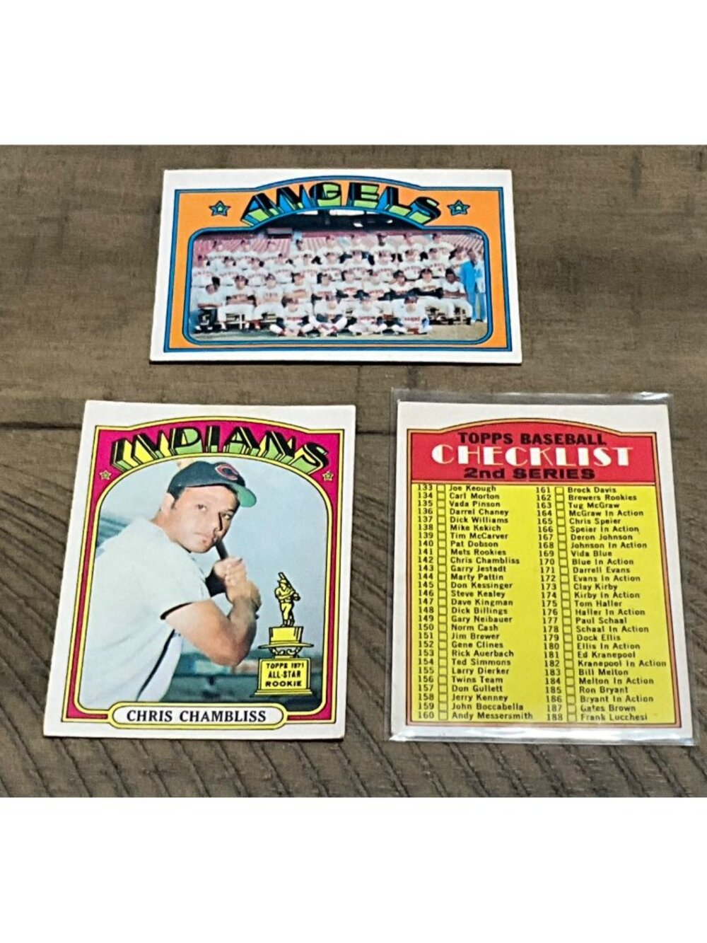 OPC 1972 Baseball Cards Chris Chambliss Angels Unmarked Checklist 2nd Series